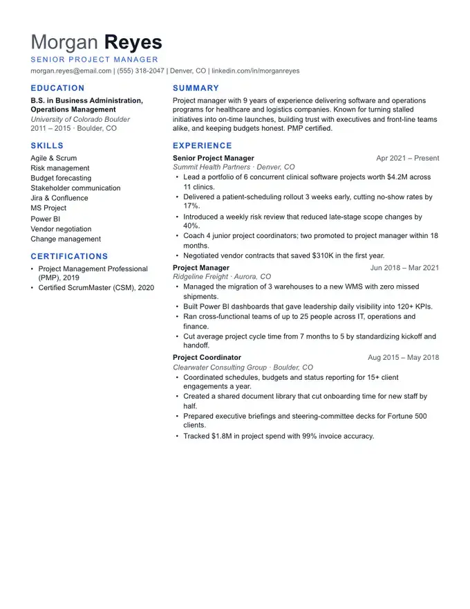 Atlas resume template, two columns, content-rich, two-column layout
